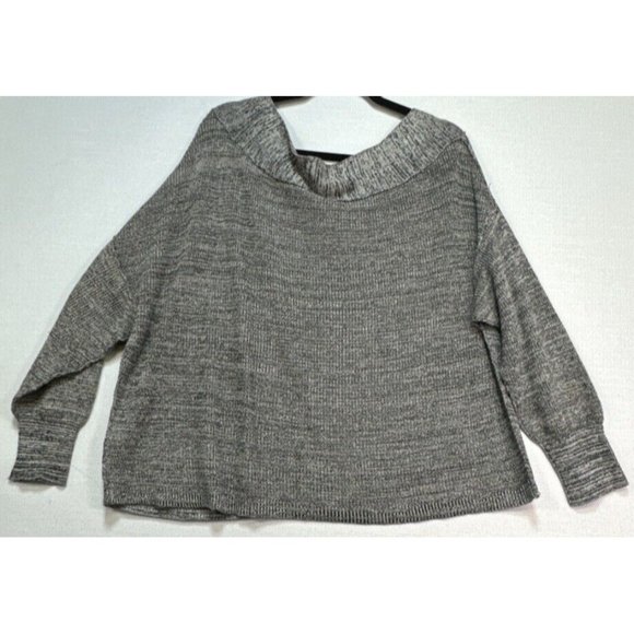 Free People Womens Oversize Knit Sweater Small Black Gray Linen Blend - Picture 11 of 12